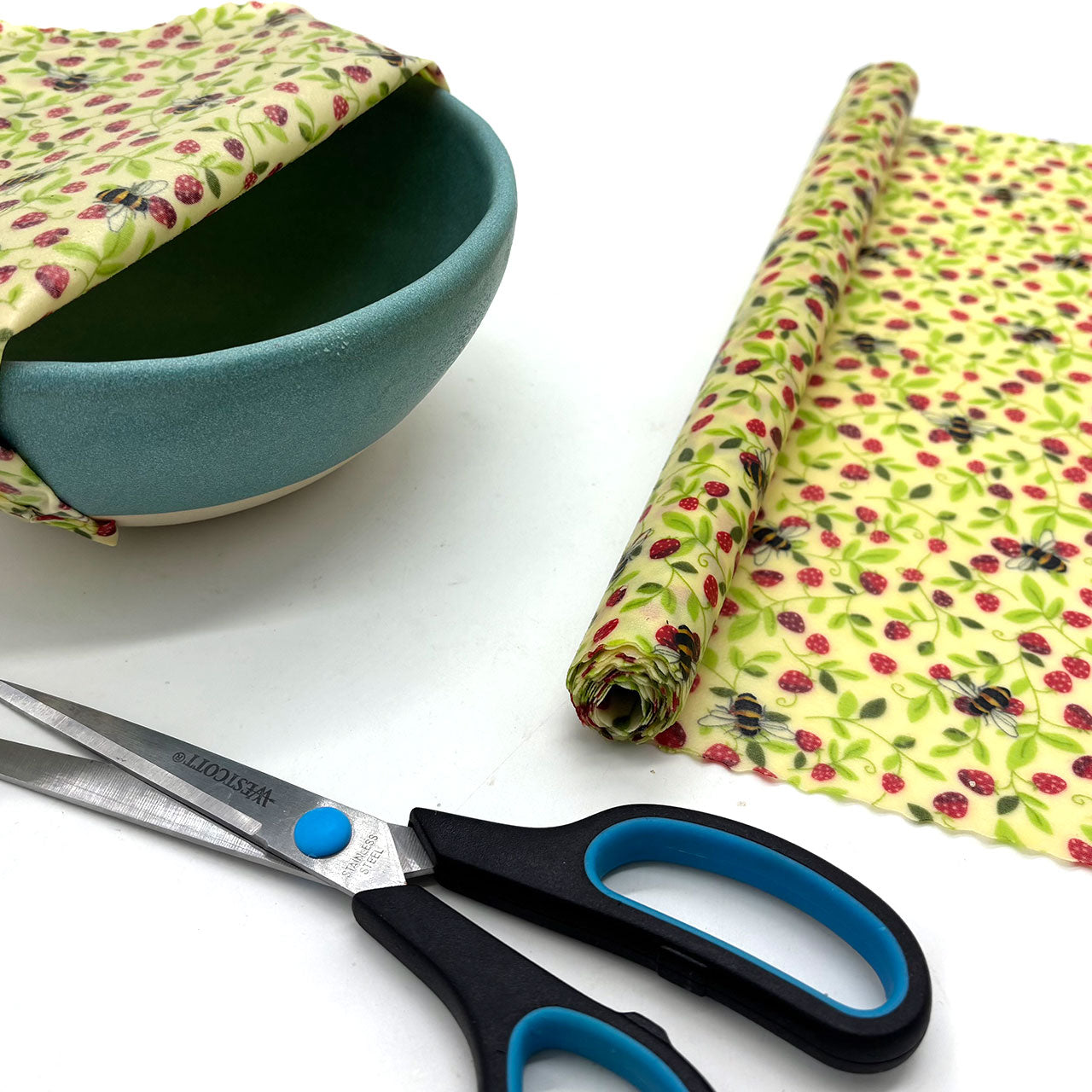 Bee & Strawberry - Green - On a Roll (35cm x 110cm)