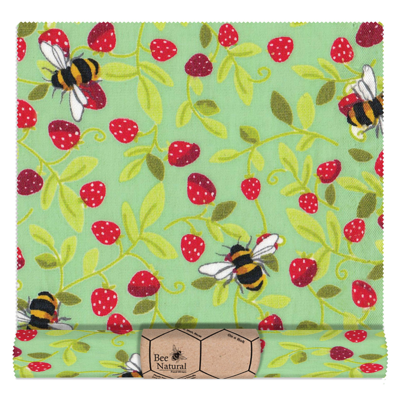 Bee & Strawberry - Green - On a Roll (35cm x 110cm)
