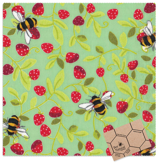 Bee & Strawberry - Green - Extra Large Wrap (50cm)