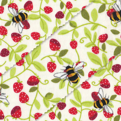 Bee Strawberry Pattern for Beeswax Food Wraps