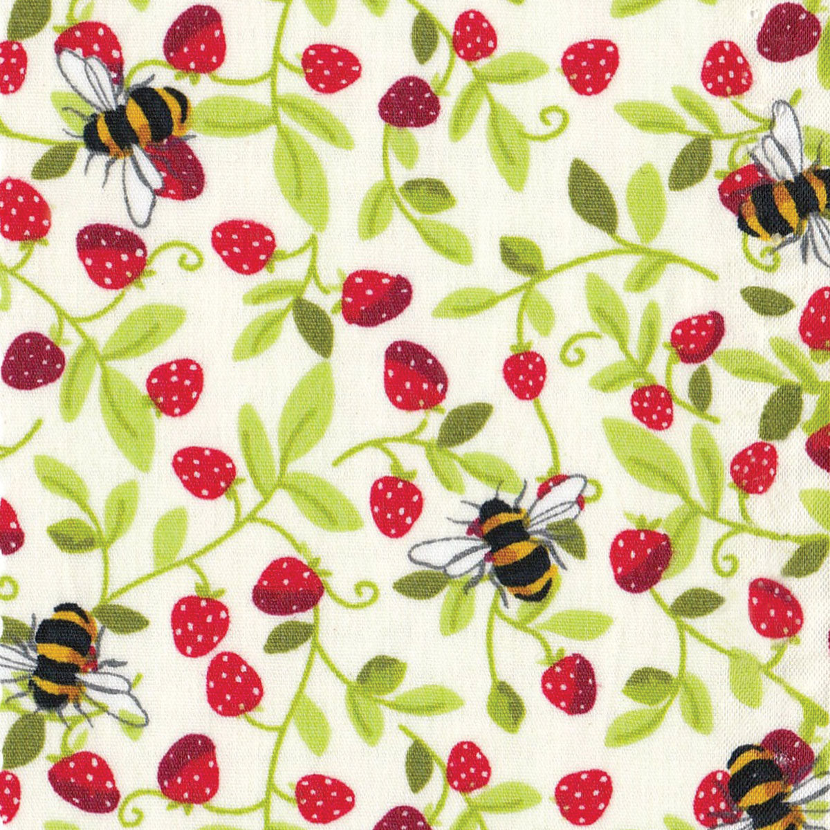Bee Strawberry Pattern for Beeswax Food Wraps