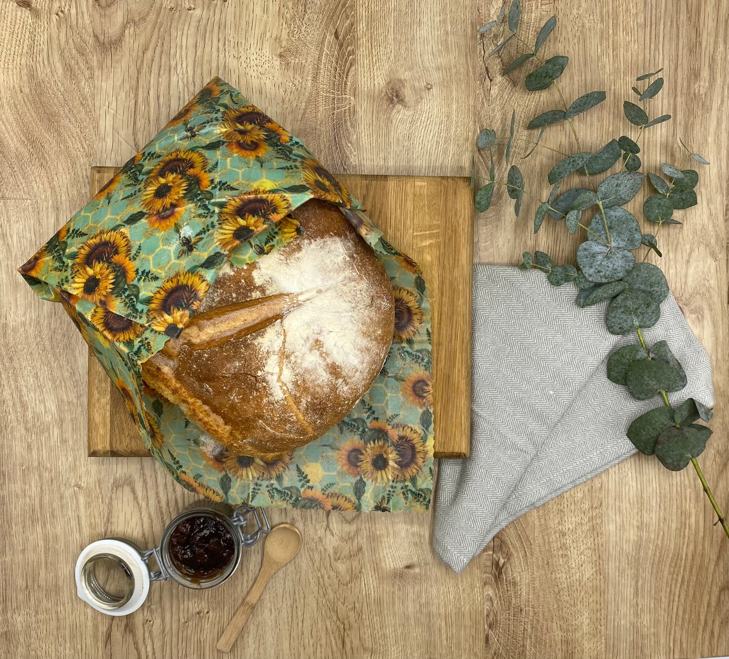 Fresh Bread Wrapped in Handmade Beeswax Wraps