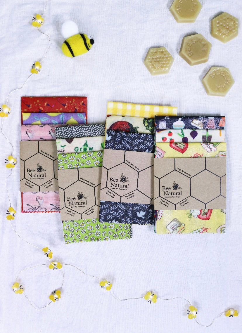 Selection of Handmade Beeswax Wraps Patterns