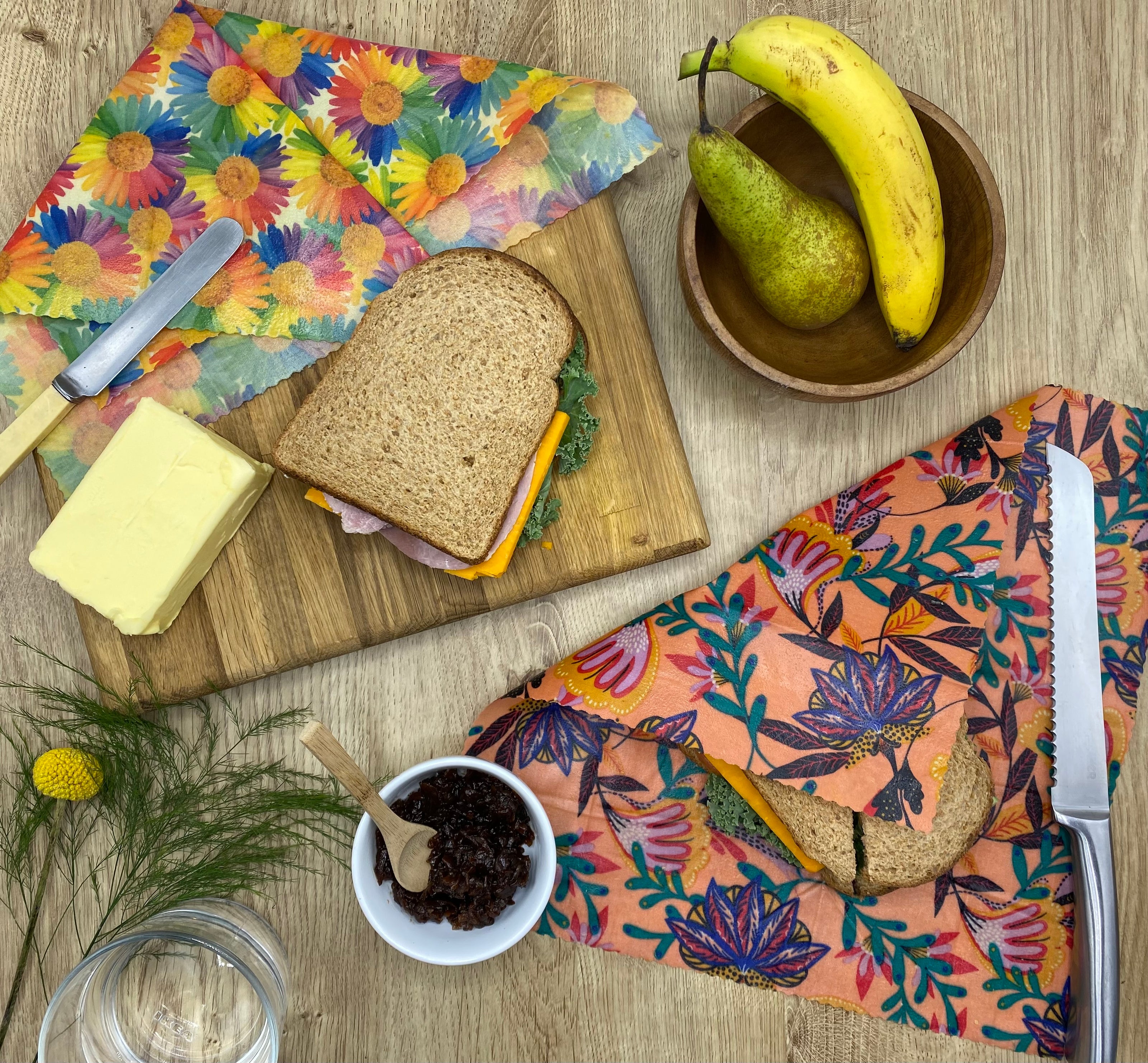 Sandwich Wrapped in Handmade Beeswax Wraps