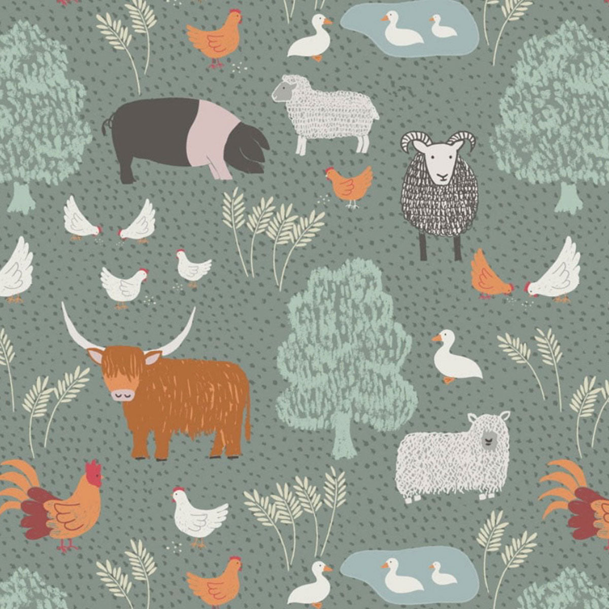 Farm Animals Pattern for Beeswax Food Wraps
