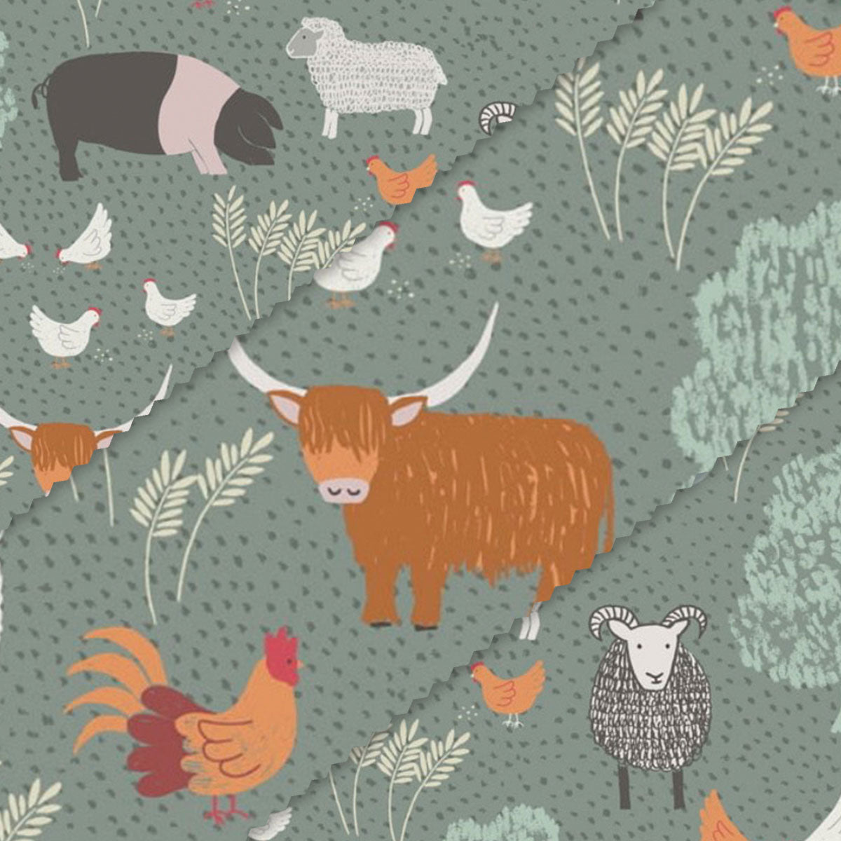 Farm Animals Pattern for Beeswax Food Wraps