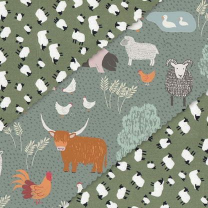Mixed Farm Animals Pattern for Beeswax Food Wraps